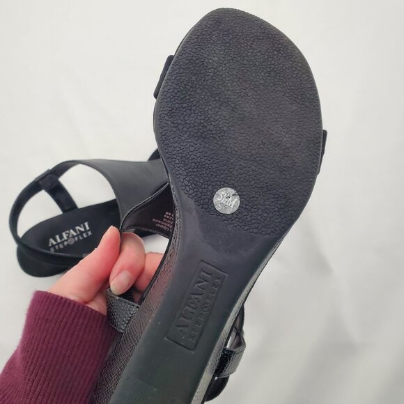 ALFANI Step N Flex Black T-Strap Wedge Sandals 5.5M - Picture 6 of 10